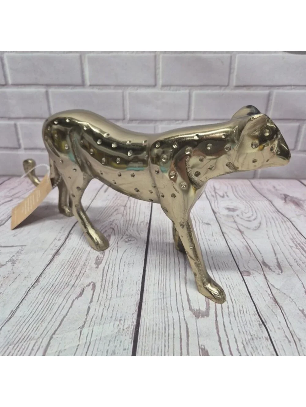 Brass Leopard 12” Figurine Animal Statue Table Office Home Decoration~India New‎